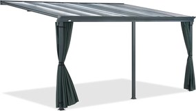 Aluminium terrasoverkapping San Diego met gordijnen 3 x 4,3 m CoverTech antraciet