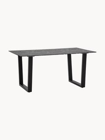 Eettafel Davidson met glazen tafelblad in marmerlook, 160 x 90 cm