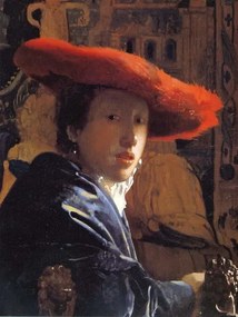 Jan (1632-75) Vermeer - Kunstdruk Girl with a Red Hat, c.1665, (30 x 40 cm)