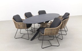 Belmond naturel/Privada 240x107 - Ovale tuinset - 7-delig