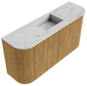 Mondiaz Joya DLux 85cm toiletmeubel ronding links/rechts oak met wastafel faye midden 1 kraangat opalo