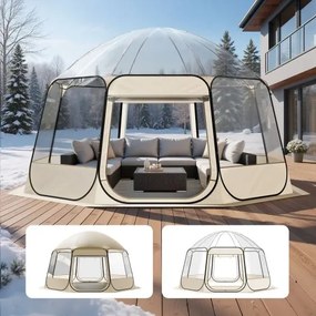 VEVOR Pop-up Bubble Tent, 458 x 432 x 230 cm, Transparante Kampeertent, Tuinkoepel Iglo Tent met Ramen, Sporttent, 540° Panoramisch Uitzicht, voor 12-15 Personen, Terras, Achtertuin
