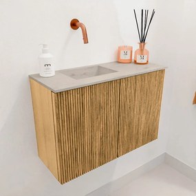 Mondiaz Joya DLux 60cm toiletmeubel oak met wastafel faye links zonder kraangat opalo