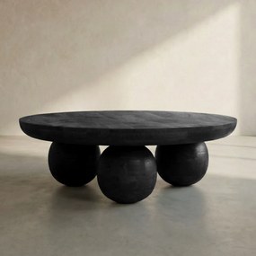 Ronde Salontafel Met Bolpoten Zwart - 90 X 90cm.