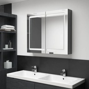 vidaXL Badkamerkast met spiegel en LED 80x12x68 cm glanzend grijs