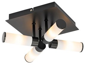 Moderne badkamer plafondlamp zwart 4-lichts IP44 - Bath Modern G9 IP44 vierkant Lamp