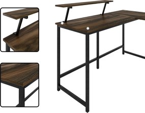 Nancy's Sunnyvale Bureau - Bureaus - Hoekbureau - L-Vormig - Industrieel - Zwart/Bruin - 145 x 140 x 75 cm