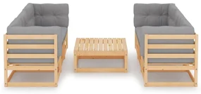 vidaXL 7-delige Loungeset met kussens massief grenenhout