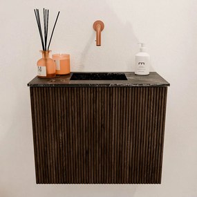 Mondiaz Joya DLux 50cm toiletmeubel walnut met wastafel faye midden zonder kraangat lava