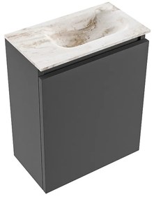 Mondiaz Ture DLux toiletmeubel 40cm dark grey met wastafel frappe rechts zonder kraangat