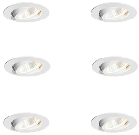 Set van 6 inbouwspots wit 6,8cm incl. LED 750 lm dimbaar IP23 - Gaius Modern rond Binnenverlichting Lamp