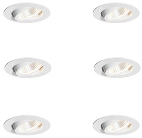 Set van 6 inbouwspots wit 6,8cm incl. LED 750 lm dimbaar IP23 - Gaius