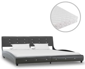 vidaXL Bed met matras kunstleer grijs 180x200 cm