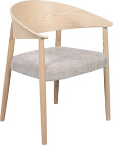 Eetkamerstoel Gebogen Hout Met Beige Stof