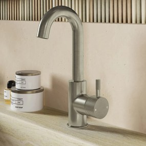 Saniclear Matrix Curved wastafelkraan RVS