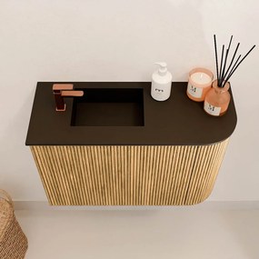 Mondiaz Joya 60cm toiletmeubel ronding rechts oak met wastafel faye links 1 kraangat urban
