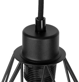 Landelijke vloerlamp zwart met hout 2-lichts - Chon