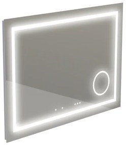 Thebalux Type I spiegel 100x75cm Rechthoek met verlichting, bluetooth en spiegelverwarming incl vergrotende spiegel led aluminium 4SP100020