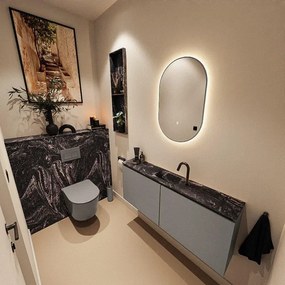 MONDIAZ TURE-DLUX 120cm toiletmeubel Smoke. EDEN wastafel Lava positie midden. Met 1 kraangat. TUREDX120SMOM1LAV