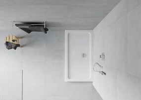 Mexen Flat rechteckige douchebak slim 120 x 70 cm, wit, chrom sifon - 40107012