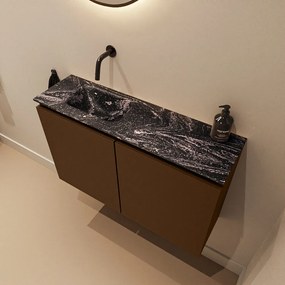 Mondiaz Ture DLux toiletmeubel 80cm rust met wastafel lava links zonder kraangat