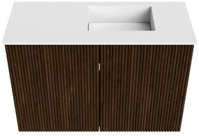 Mondiaz Joya 60cm toiletmeubel walnut met wastafel faye rechts 1 kraangat talc