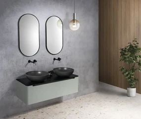 Sapho Turf betonnen waskom 44cm zwart graniet