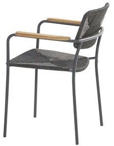 4 Seasons Outdoor stapelbare Bora tuinstoel antraciet met teak armleggers SALE  Tuinstoel    antraciet weerbestendig