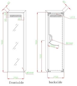 Best Design Miracle LED spiegel 25x90cm tbv. Toiletfontein