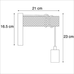 Industriële wandlamp zwart met hout - Gallow Industriele / Industrie / Industrial E27 Binnenverlichting Lamp