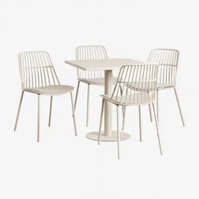 Mizzi 70x70 Cm Vierkante Tafelset En 4 Maeba Tuinstoelen Tapioca Beige - Sklum