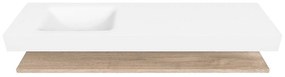 Zaro Alan badmeubel 170cm met planchet washed oak en vrijhangende wastafel cloud links 1 kraangat talc
