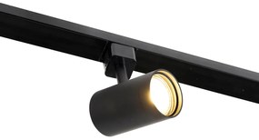 1-fase railsysteem zwart met 4 Spot / Opbouwspot / Plafondspots en I voeding rond - Jeana Modern GU10 Binnenverlichting Lamp