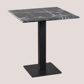 Vierkante Bar Tafel Van Livanto Marmer Marmer Nero Marquina & ↔︎ 70 Cm & Zwart - Sklum