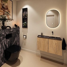 Mondiaz Ture DLux toiletmeubel 80cm washed oak met wastafel lava rechts zonder kraangat