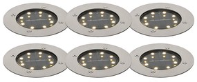 Set van 6 grondspots staal incl. LED IP65 Solar - Terry