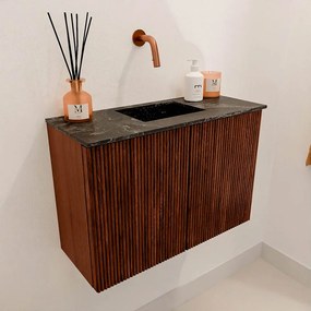 Mondiaz Joya DLux 60cm toiletmeubel ruby met wastafel faye midden zonder kraangat lava