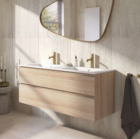 Ben Tendenza badmeubel incl. keramische wastafel met 2 kraangaten 120x46x62cm urban oak