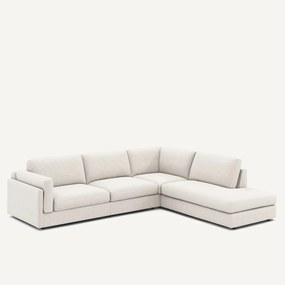 Hoekslaapbank met longchair, in gespikkeld canvas, CÉSAR