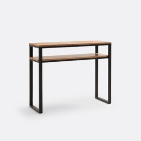 Wandtafel met 2 planken, massief eiken en metaal, Hiba