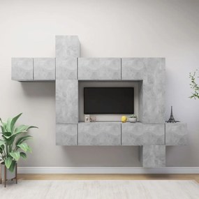 vidaXL 10-delige Tv-meubelset spaanplaat betongrijs