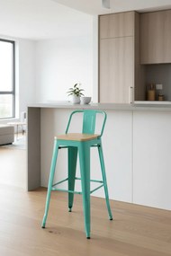 Kruk Torix met rugleuning van natuurlijk hout