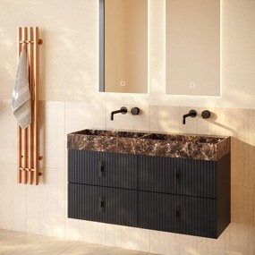 Muebles Murcia badmeubel ribbelfront 120cm antraciet met Dark Emperador wastafel zonder kraangaten