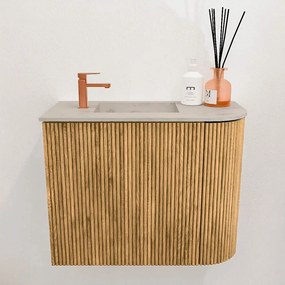 Mondiaz Joya DLux 50cm toiletmeubel ronding rechts oak met wastafel faye links 1 kraangat opalo