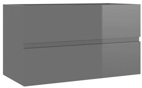 vidaXL Wastafelkast 80x38,5x45 cm spaanplaat hoogglans grijs