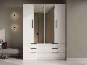 Kledingkast Fresno 182, Wit, 225x170x60cm, 194 kg, Kledingkast deuren: Met scharnieren