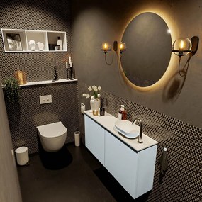 Mondiaz Fowy toiletmeubel 100cm clay met lichtgrijze waskom rechts en kraangat