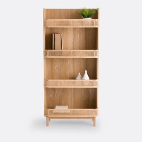 Wandrek boekenkast in rietwerk, Laora
