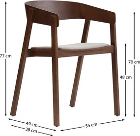 Walnoot Eetkamerstoel Met Beige Stof