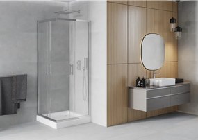 Mexen Rio vierkante douchecabine 70 x 70 cm, transparant, chroom + douchebak, wit - 860-070-070-01-00-4510
